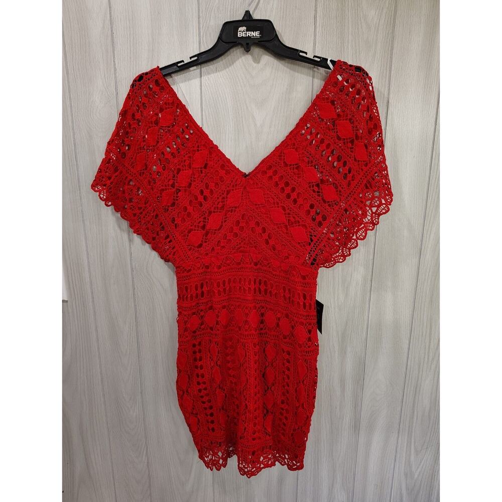 Lulu's Red Crochet Mini Dress